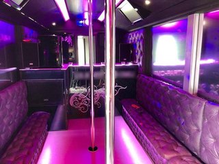 12m Mercedes-Benz party bus in Prague with state-of-the-art features and potential for diverse event services.
